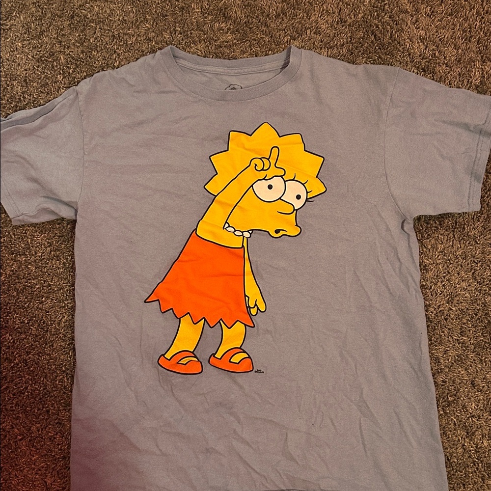 Blueish gray  T-Shirt with lisa simpson Cartoon Character